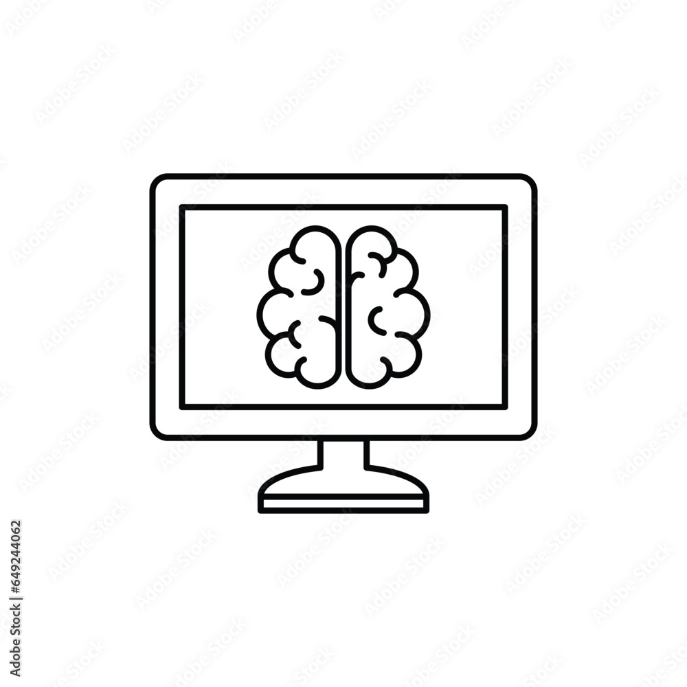 Poster computer screen with brain icon vector