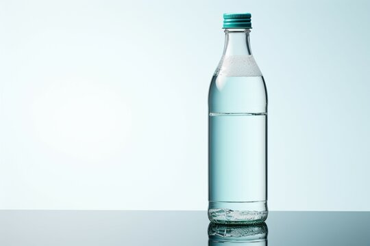 A solitary 3D water bottle, set against a minimalist white background