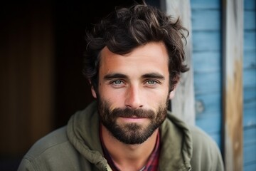 Obraz premium Portrait of a handsome young man with beard looking at the camera