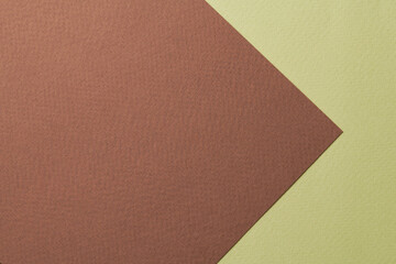 Rough kraft paper background, paper texture brown green colors. Mockup with copy space for text