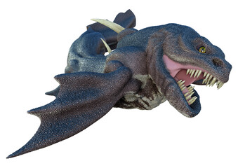 3D Rendering Fairy Tale Sea Dragon on White