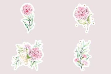 watercolor floral peonies sticker illustration