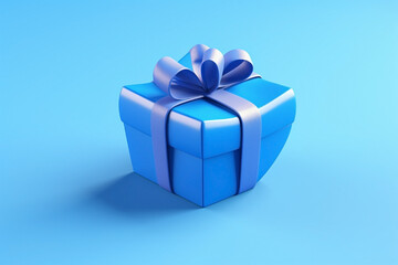 A gift box with ribbon on a blue background.