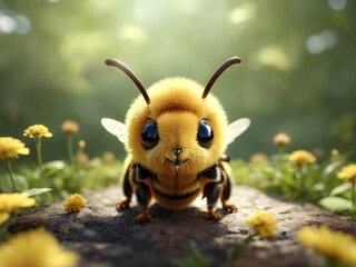 cute bee - obrazy, fototapety, plakaty