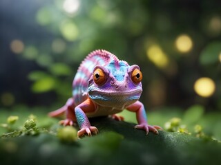 A cute Kawaii tiny chameleon