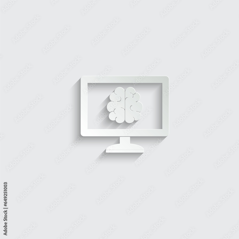 Poster computer screen with brain icon vector