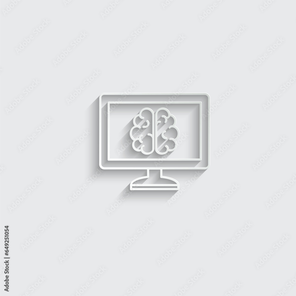 Poster computer screen with brain icon vector