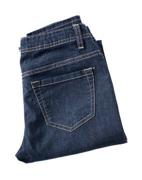 Neatly folded blue women's jeans transparent PNG background