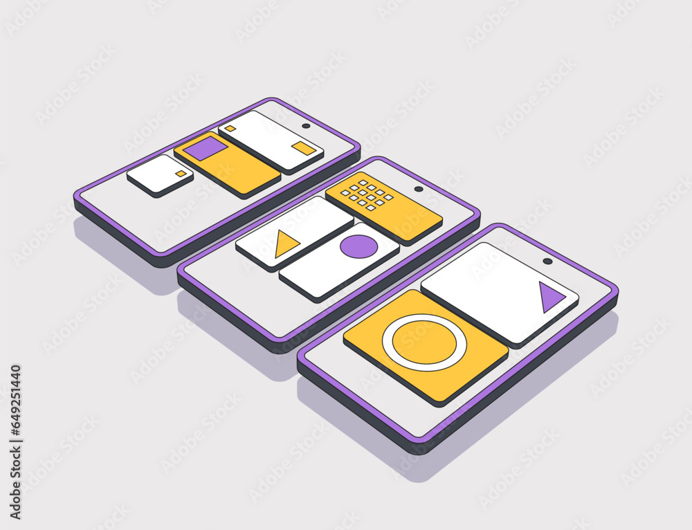 Poster charts and analyzing statistics. data visualization concept. 3d isometric vector illustration.