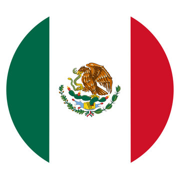 Mexico flat rounded circle shape flag with transparent png background. vector illustration