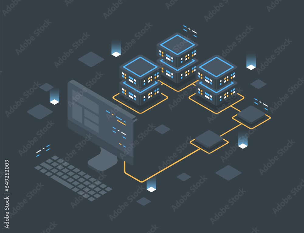 Poster charts and analyzing statistics. data visualization concept. 3d isometric vector illustration.