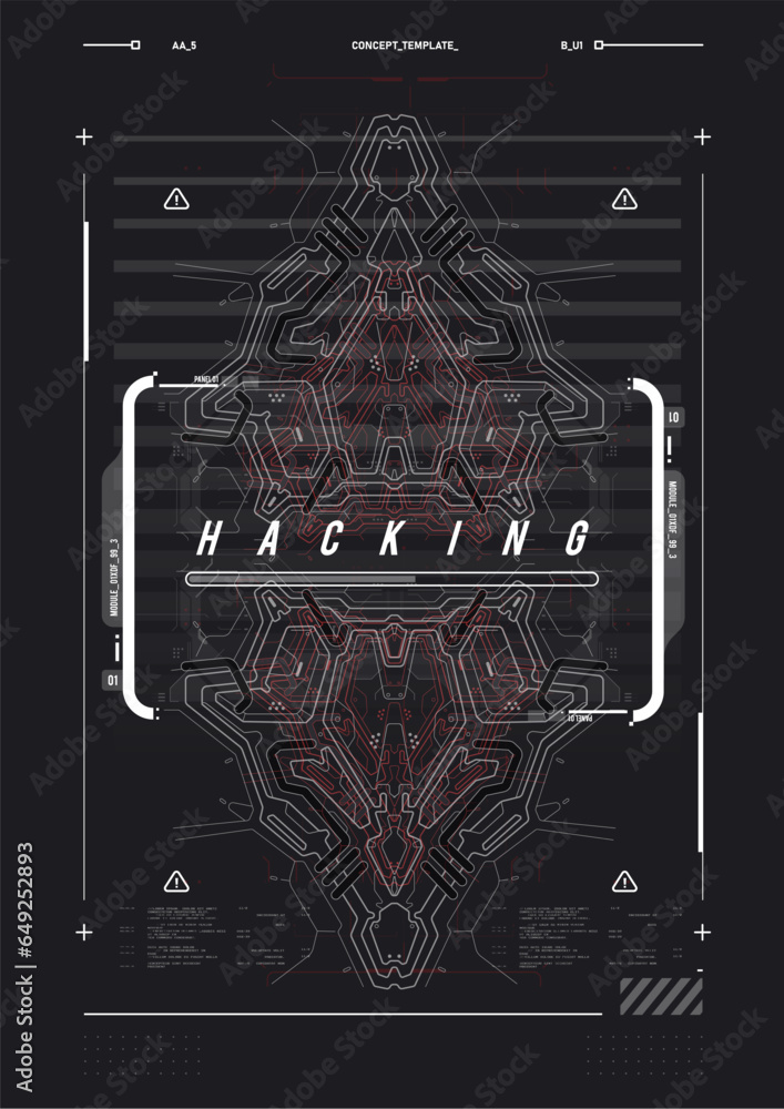 Poster cyberpunk retro futuristic poster. abstract cosmic shapes. digital design elements hud style. trendy