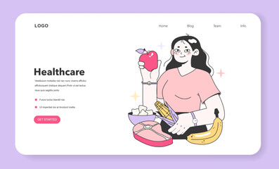 Personalized nutrition web banner or landing page. Mindful and healthy diet,