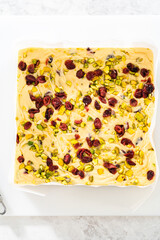 Cranberry pistachio fudge