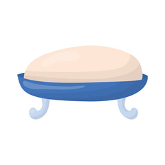 a piece of soap is in the soap dish. vector illustration on a white background