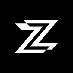 ZZ brand name initial letter illustrative icon.
