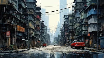 Fototapete Havana Cityscape of Hong Kong, China. 3D rendering and illustration