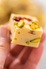 Cranberry pistachio fudge