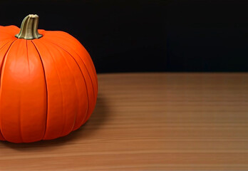 orange pumpkin stands on table 3d illustration high quality halloween
