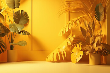 Abstract yellow color gradient studio background for prod