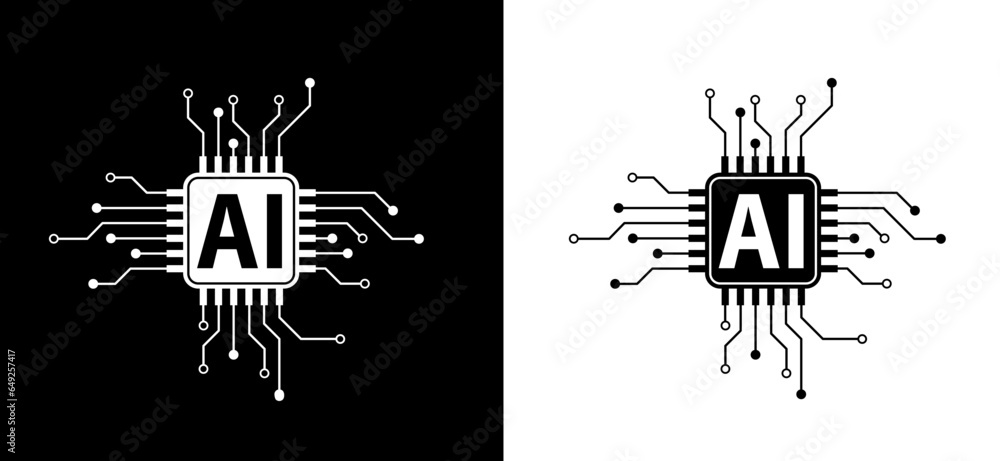 Poster artificial intelligence ai pictogram. technology related to artificial intelligence, computers and s