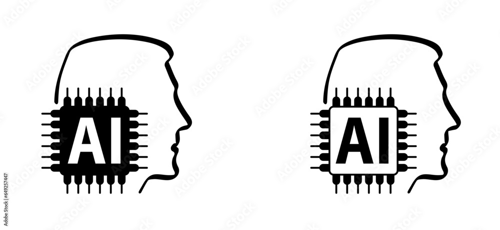 Poster artificial intelligence ai pictogram. technology related to artificial intelligence, computers and s