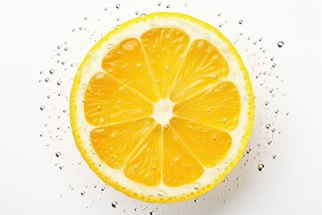 Yellow and juice lemon isolated on a white background. Generative AI