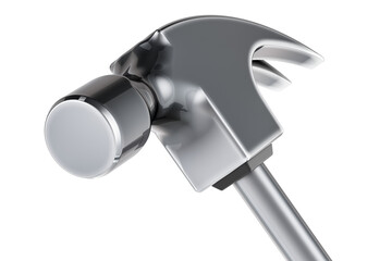 Claw hammer, closeup. 3D rendering isolated on  transparent background