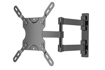 TV or monitor wall mount articulating arm bracket, 3D rendering isolated on transparent background