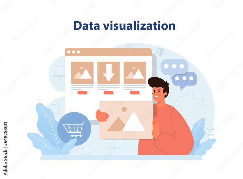 Poster data visualization. representation of information using graphics, charts