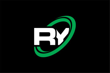 RY creative letter logo design vector icon illustration - obrazy, fototapety, plakaty