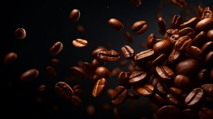 Coffee beans on black background, Generative AI