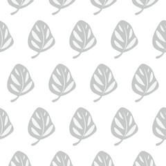 scandinavian pattern with grey leaves. vector - 649259426