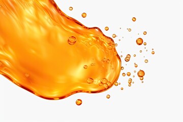 Realistic orange background with transparent droplets range of liquid lie on on motley backdrop. Generative AI