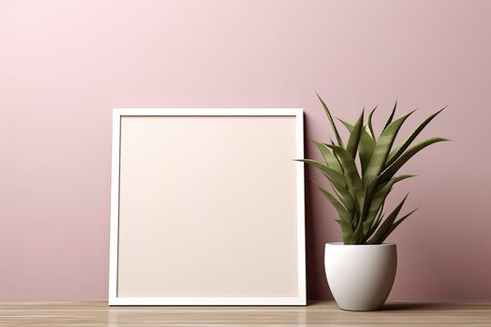 Blank Picture Frame Minimal Mock-Up Photo Made with Generative Techonology