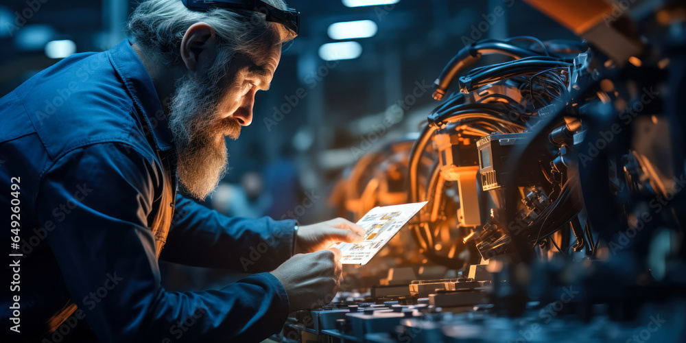 Poster monitoring system software in action: engineer and robot welding