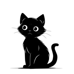 black cat illustration clipart design on a white background
