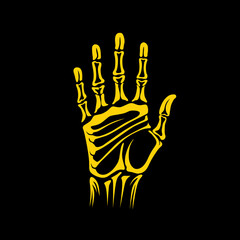 gold hand illustration design on black background