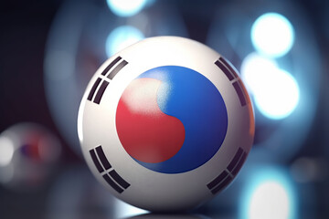 Red Blue and white 3D Render Minimalist South Korea flag bokeh background with minimalist symbol, Generative AI