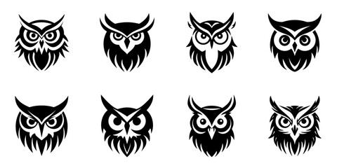 Owl head vector for logo collection, elegant minimalist style, abstract style illustration
