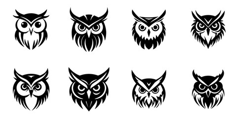 Owl head vector for logo collection, elegant minimalist style, abstract style illustration