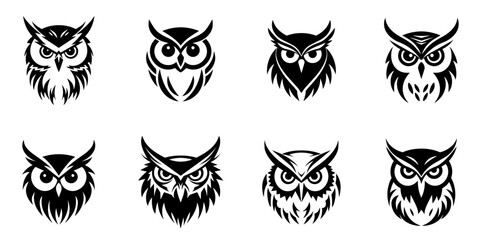 Owl head vector for logo collection, elegant minimalist style, abstract style illustration