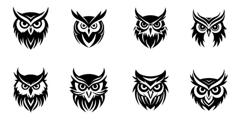 Owl head vector for logo collection, elegant minimalist style, abstract style illustration