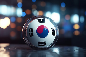 Red Blue and white 3D Render Minimalist South Korea flag bokeh background with minimalist symbol, Generative AI