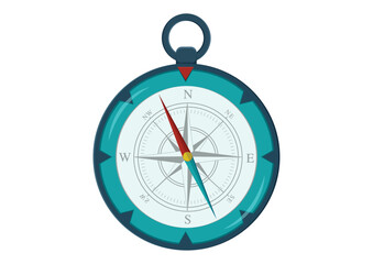 Nautical Compass for Heading and Direction Vector Illustration. Navigation Compass Isolated on White Background