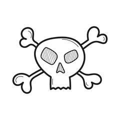 Skull icon. Hand drawn doodle style. Piracy concept. Vector illustration.

