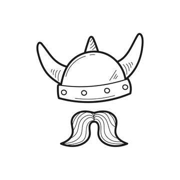 Viking icon. Hand drawn doodle style. Robbery concept. Vector illustration.
