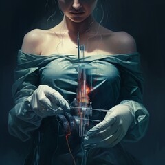 A nurse holding a syringe