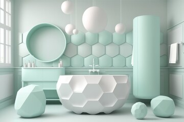 Modern bathroom interior in soft, pastel colors