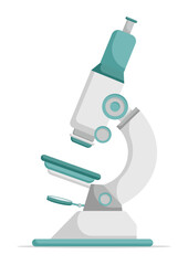 Scientific laboratory microscope vector flat design isolated on white background